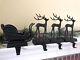 Pottery Barn Set 4 Reindeer Deer Sleigh Stocking Holders Santa Christmas Bronze