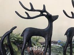 POTTERY BARN Set 4 Reindeer Deer Sleigh Stocking Holders Santa Christmas Bronze