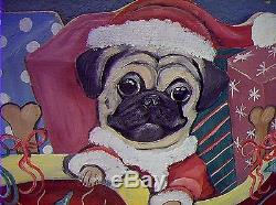 Pug Sleigh Christmas Yard Art Life Size Realistic Hand Painted Santa Reindeer
