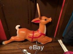 Pair Original 1970s Empire Plastic Santa Sleigh Reindeer Blowmold Deer Only