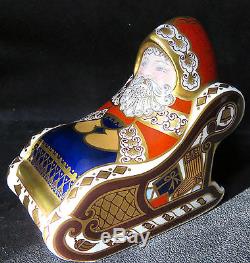 Pair boxed Royal Crown Derby Santa & Sleigh plus Reindeer First quality + Signed