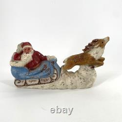 Papier Mache Santa Claus Sleigh Reindeer Christmas Pulp Paper VTG UNFINISHED 10