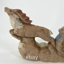 Papier Mache Santa Claus Sleigh Reindeer Christmas Pulp Paper VTG UNFINISHED 10