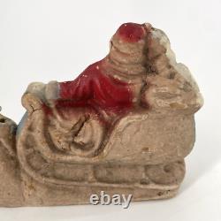 Papier Mache Santa Claus Sleigh Reindeer Christmas Pulp Paper VTG UNFINISHED 10