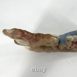 Papier Mache Santa Claus Sleigh Reindeer Christmas Pulp Paper VTG UNFINISHED 10