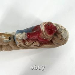Papier Mache Santa Claus Sleigh Reindeer Christmas Pulp Paper VTG UNFINISHED 10