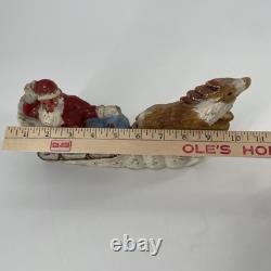 Papier Mache Santa Claus Sleigh Reindeer Christmas Pulp Paper VTG UNFINISHED 10