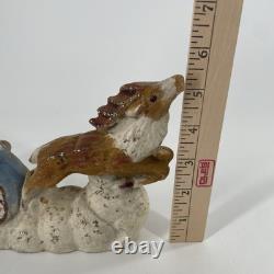 Papier Mache Santa Claus Sleigh Reindeer Christmas Pulp Paper VTG UNFINISHED 10