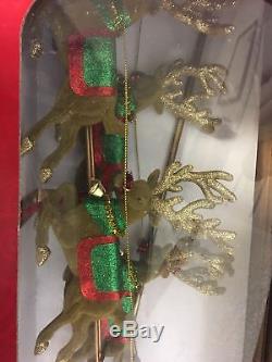 Peter`s Flying Santa Claus Sleigh & Reindeer Moving Tree Topper Ornament