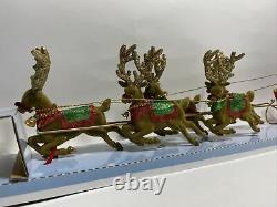 Peters Flying Santa Moving Christmas Tree Ornament Topper Reindeer Sleigh Tested