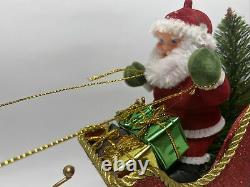 Peters Flying Santa Moving Christmas Tree Ornament Topper Reindeer Sleigh Tested