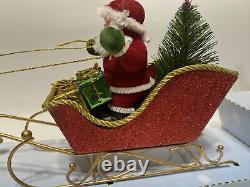 Peters Flying Santa Moving Christmas Tree Ornament Topper Reindeer Sleigh Tested