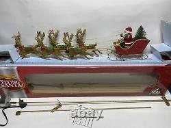Peters Flying Santa Moving Christmas Tree Ornament Topper Reindeer Sleigh Tested