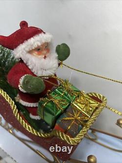 Peters Flying Santa Moving Christmas Tree Ornament Topper Reindeer Sleigh Tested