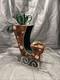 Pier 1 One Vtg Sleigh Santa Claus Reindeer Christmas Presents Glitr Decor Vg/euc