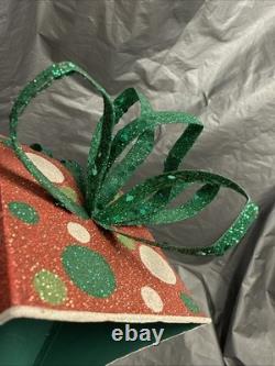 Pier 1 One VTG SLEIGH SANTA CLAUS REINDEER CHRISTMAS Presents GLITR Decor VG/EUC