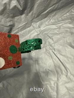 Pier 1 One VTG SLEIGH SANTA CLAUS REINDEER CHRISTMAS Presents GLITR Decor VG/EUC