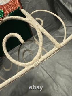 Pier 1 One VTG SLEIGH SANTA CLAUS REINDEER CHRISTMAS Presents GLITR Decor VG/EUC