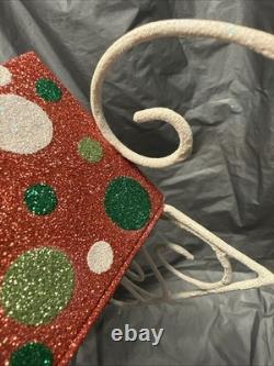 Pier 1 One VTG SLEIGH SANTA CLAUS REINDEER CHRISTMAS Presents GLITR Decor VG/EUC