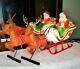 Poloron Blow Mold Santa Sleigh And 2 Reindeer Table Top Lighted Withbox Htf 1960