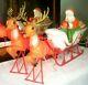 Poloron Blow Mold Santa Sleigh With 2 Reindeer Table Top Lighted Withbox Htf 1960s