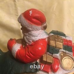 Poloron Industries Blow Mold Santa, Sleigh & 2 22 Reindeer With Lights & Box Rare