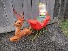 Poloron Santa Sleigh Reindeer Vintage Blow Mold Christmas Plastic Yard Display