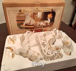 Porcelain Christmas Ensemble Grandeur Noel Collector's Edition 2000 Santa Sleigh