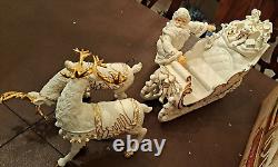 Porcelain Christmas Ensemble Grandeur Noel Collector's Edition 2000 Santa Sleigh