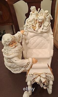 Porcelain Christmas Ensemble Grandeur Noel Collector's Edition 2000 Santa Sleigh