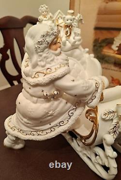 Porcelain Christmas Ensemble Grandeur Noel Collector's Edition 2000 Santa Sleigh