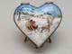 Porcelain Limoges Trinket Box Santa In Reindeer Sleigh Heart France Retired