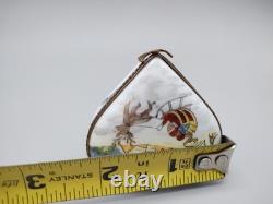 Porcelain Limoges Trinket Box Santa in Reindeer Sleigh Heart France Retired