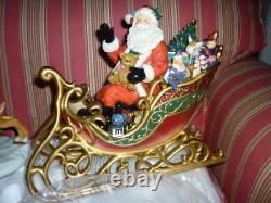Porcelain Santa Claus With Sleigh And Reindeer Xmas Christmas Decorations