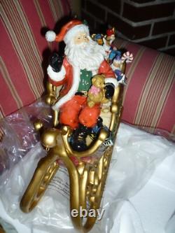 Porcelain Santa Claus With Sleigh And Reindeer Xmas Christmas Decorations