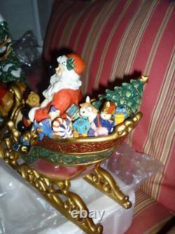 Porcelain Santa Claus With Sleigh And Reindeer Xmas Christmas Decorations