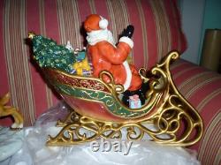 Porcelain Santa Claus With Sleigh And Reindeer Xmas Christmas Decorations