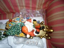 Porcelain Santa Claus With Sleigh And Reindeer Xmas Christmas Decorations