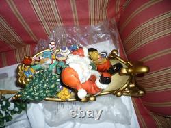 Porcelain Santa Claus With Sleigh And Reindeer Xmas Christmas Decorations