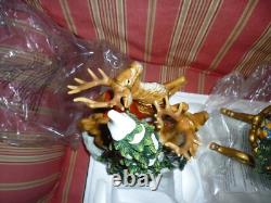 Porcelain Santa Claus With Sleigh And Reindeer Xmas Christmas Decorations