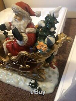 Porcelain Santa In Sleigh And Reindeer Set Grandeur Noel Collectors Edition 2003