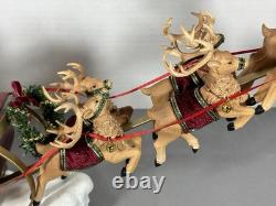 Possible Dreams Clothtique Eight Tiny Reindeer Santa Sleigh Dept 56 Box 4022801