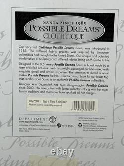 Possible Dreams Clothtique Eight Tiny Reindeer Santa Sleigh Dept 56 Box 4022801