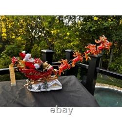 Possible Dreams Clothtique Santa Sleigh Reindeer Figurine Christmas Decor PDR