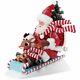 Possible Dreams Santa & Rudolph On Sled 10in Figurine Light Up Nose Real Cloth