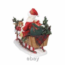 Possible Dreams Santa, Sleigh and Reindeer 19in Long Figurine Department 56 New