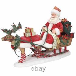 Possible Dreams Santa, Sleigh and Reindeer 19in Long Figurine Department 56 New