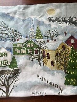 Pottery Barn Christmas 26x16 Pillow W Reindeer Sleigh Needlepoint Santa RARE