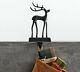 Pottery Barn Christmas Santa's Sleigh Reindeer Deer Bronze Stocking Holder New