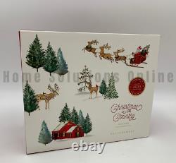 Pottery Barn Christmas in Country Santa Sleigh Reindeer Stacking Mugs S/4 #X1303